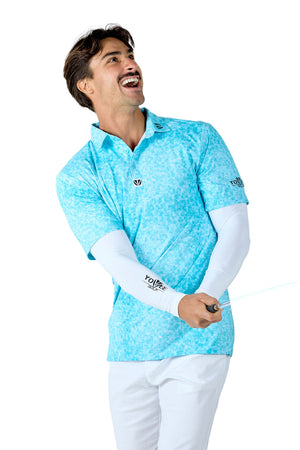 MAVERICK RANGE - YOUVEE Elite Performance Golf Shirt - Aqua Mirage