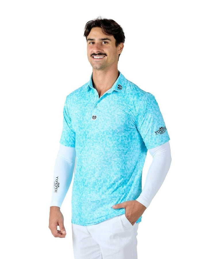 MAVERICK RANGE - YOUVEE Elite Performance Golf Shirt - Aqua Mirage