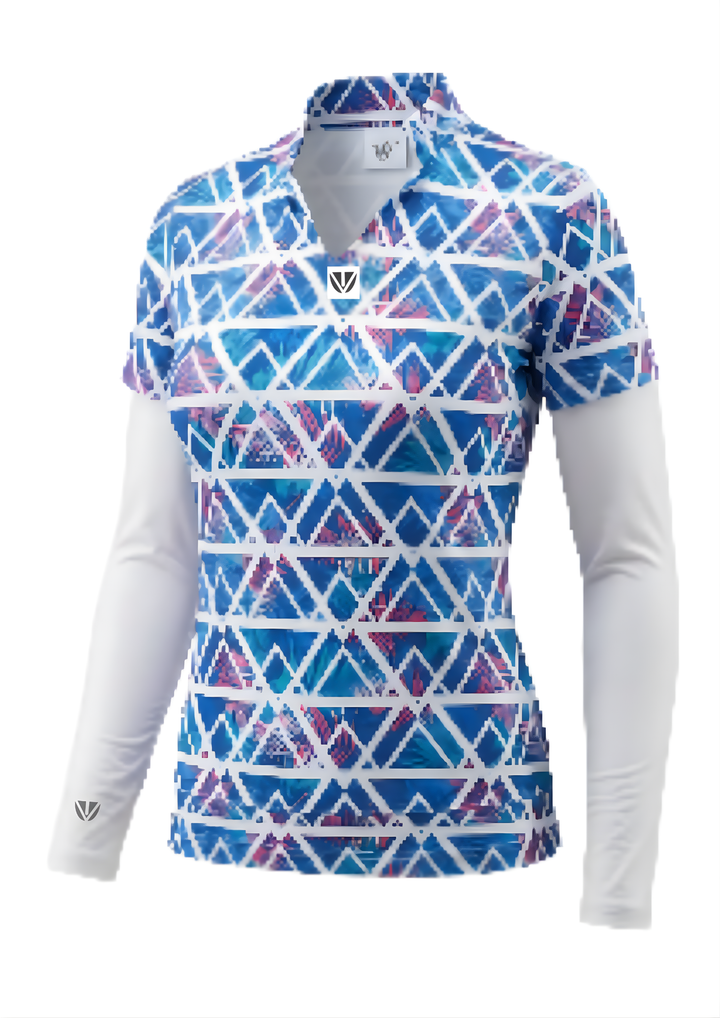 Womens Collection -KAIA RANGE- YOUVEE Elite Performance Style Cut Golf Shirt - Tropical Geo