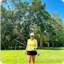 Lani Wards wearing Little Miss Sunshine on the golf course
